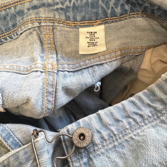 H&M Denim Overalls Long Pants Jean Distressed Knee patch 8 - Picture 8 of 9